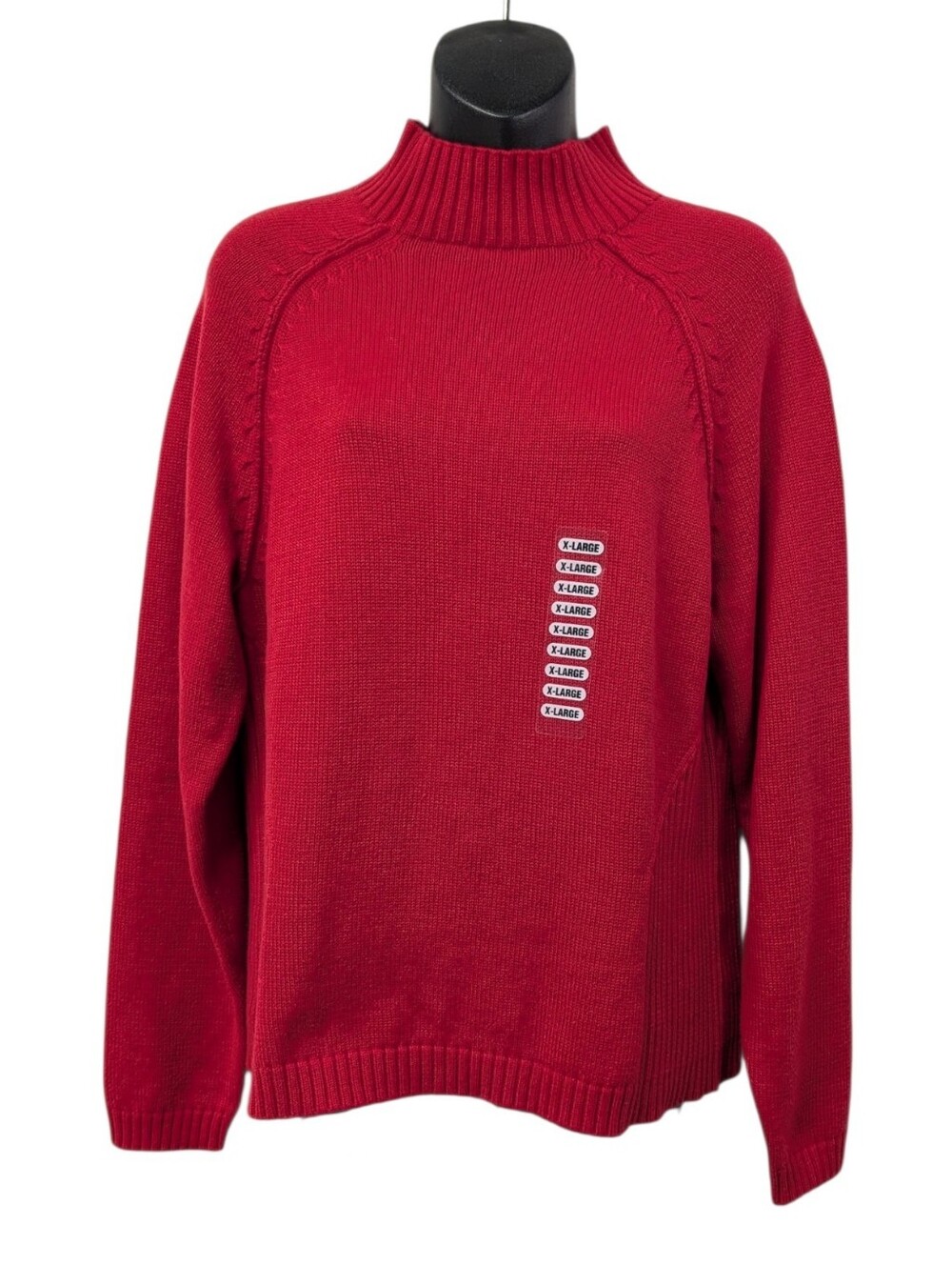 Relativity Womens Red Mock Neck Ribbed Knit Pullover Raglan Sweater Size XL NWT